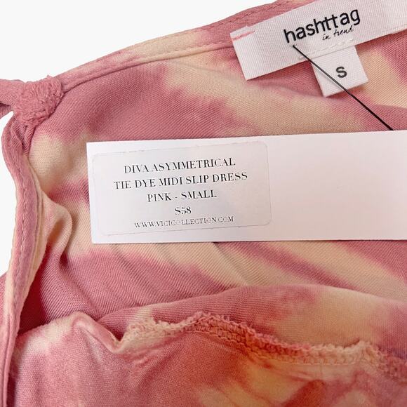 NWT VICI "Diva" Sleeveless Asymmetrical Tie-Dye Slip Midi Dress (Pink | Size S) - Picture 6 of 7